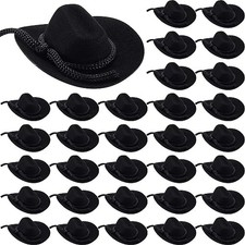 36 Pcs Mini Cowboy Hats for Crafts Wedding Favors Decoration Flocking Black