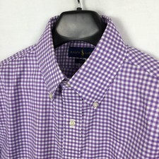Ralph Lauren Mens Shirt 15 1/2 34-35 Purple Gingham Oxford Preppy Modern Utility