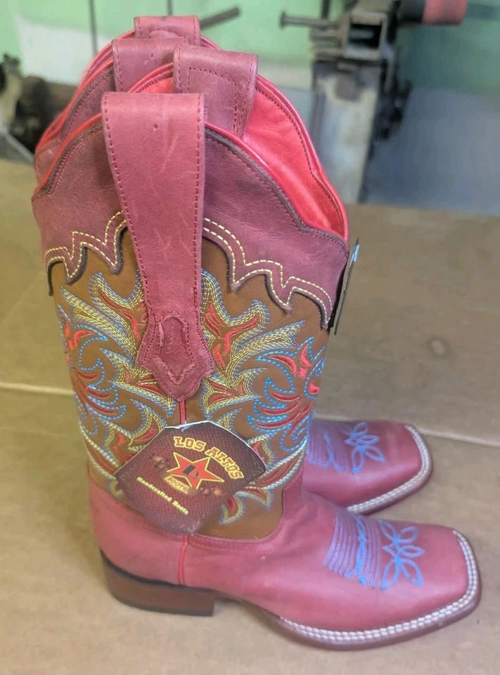 BOTA WESTERN MUJER LOS ALTOS ROJO DESIERTO CUERO GENUINO RANCHO-PUNTERA CUADRADA 7.5 Foto 3 de 4