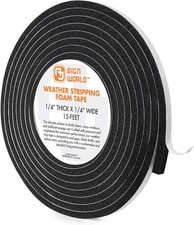 1/4In X 1/4In Weather Stripping Foam Insulation Tape, Doors, Windows, Sliding Do