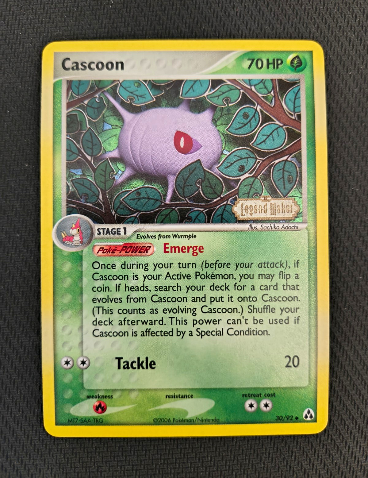 Pokemon TCG Cascoon 30/92 Reverse Holo EX Legend Maker EN 2006 70HP Stamped NM