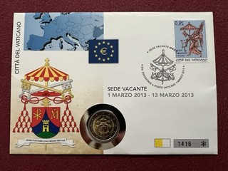 Vatikan 2 Euro Gedenkmünzen Numisbrief "Sedisvakanz 1. 13. März 2013"