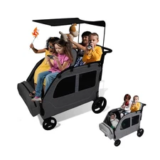 4 Seater Wagon Stroller, Large Wagon for Kids 2 3 Toddler Travel All Terrain ...