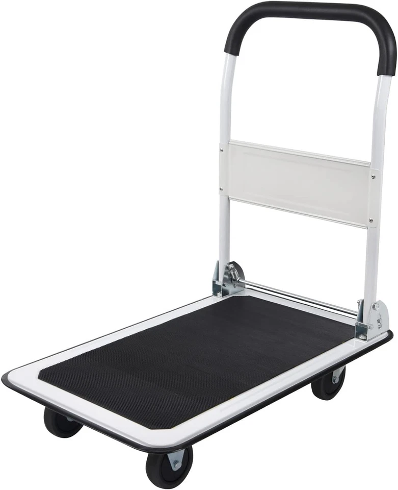 Compact 330lbs Capacity Folding Cart with TPR Silent Wheels for Easy Transport - Image 3 of 4