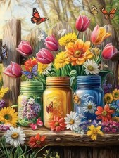 Flower Diamond Art Kits for Adults, 5D Bottled Flowers Diamond Painting Kits ...