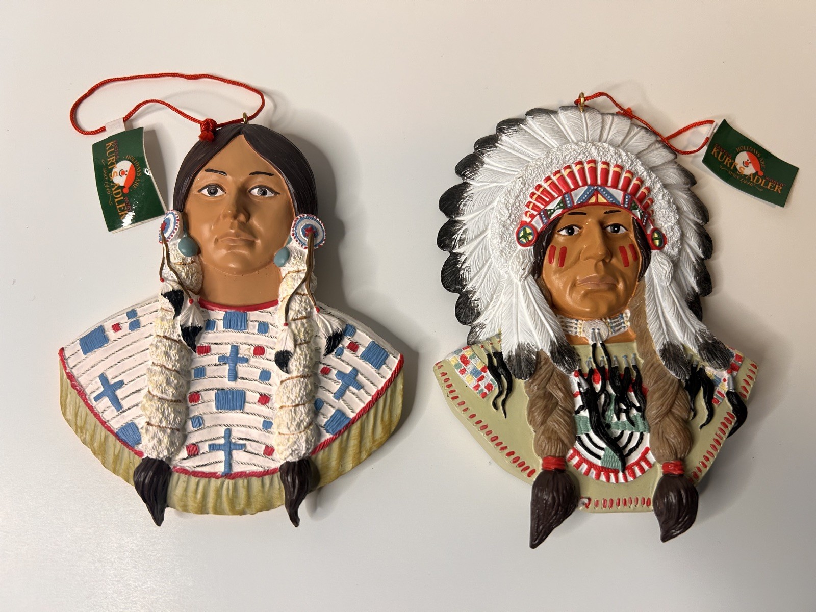 Kurt Adler Indian Native American Figurine Ornament Chief Squaw Woman Southwest 