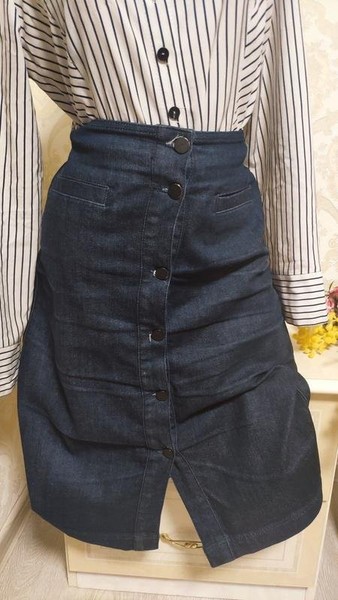 Women Jaeger Skirt Navy Cotton 38 / M / 46