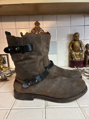 Rag & Bone Slate Gray Leather Commando Buckle Engineer Motorcycle Boots 11 D