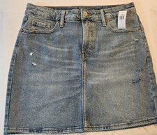 NEW Old Navy Distressed Denim Jean Skirt Womens Sz 10 Med Wash High Rise
