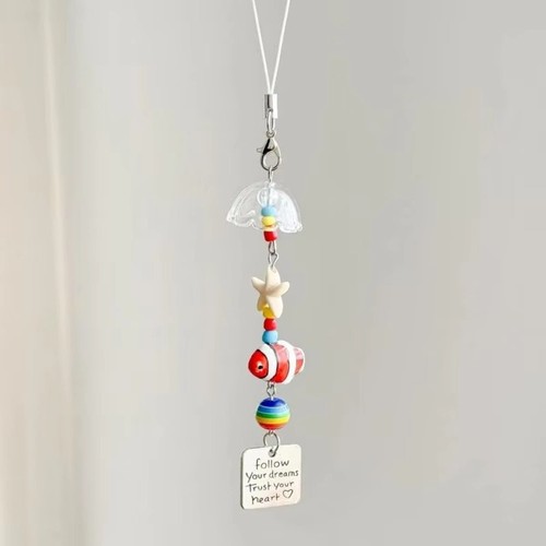 Cartoon Lucky Fish Keychain Anti-lost Bag Pendant Cute Starfish Wind Chime - Photo 9 sur 12