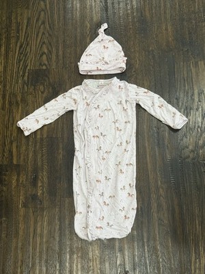 Magnetic Me - Baby Girl Pink Horse Pattern - Night Gown with Matching Hat - 0/3