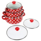  Enamel Pots and Pans Set Stock with Lid Enamelware Bail Handle Saucepans