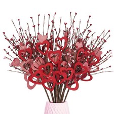 8 Pcs Valentine's Day Picks, Valentine  s Day Gifts Wood Heart Shaped Red Pink...