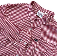 Vintage Stir-Ups Pearl Snap Shirt Mens S Red Gingham Cowboy Rodeo 60s Americana