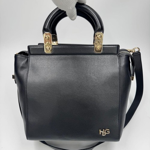Givenchy HDG 2 Way Leather Handbag Shoulder Bag Black 495048