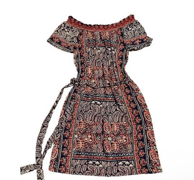 Lucky Brand Off The Shoulder Dress With Waist Tie Size Small