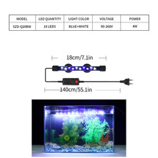 LED Aquarium Light Waterproof Submersible Clip Lamp Plant Grow 18-58cm