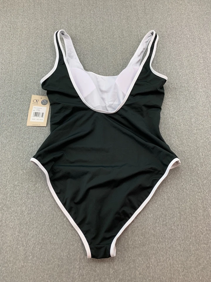Traje de baño Ocean Pacific elegante corte alto 1 pieza para mujer XL negro blanco logotipo grande genial Foto 2 de 4