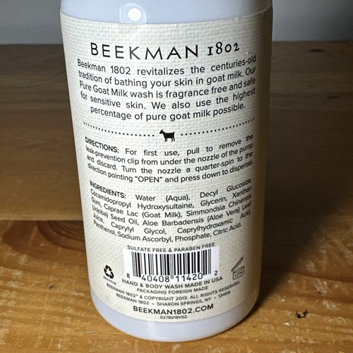 Beekman 1802 Pure Goat Milk Hand & Body Wash 12.5oz. - New & Sealed - Picture 5 of 5