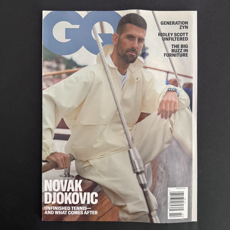 GQ MAGAZINE February 2025 NOVAK DJOKOVIC Ridley Scott ZYN Walton Goggins + MORE