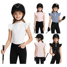 Girls Shirt Comfortable Top UV Protection Riding Blouse Mock Neck Training Top