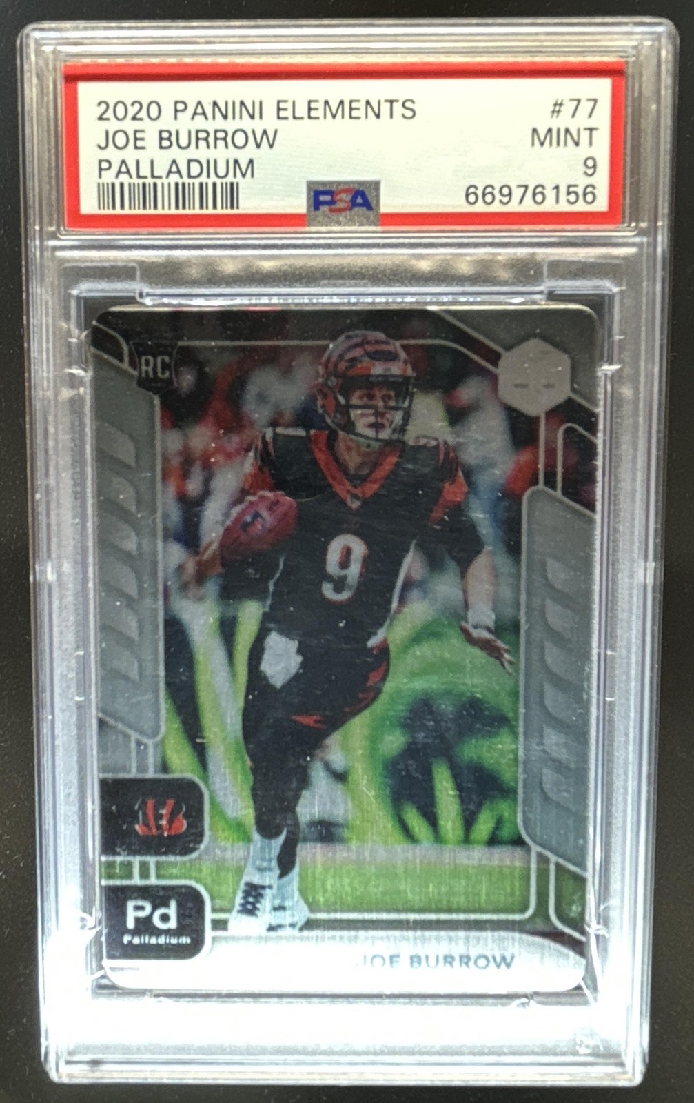 2020 Panini Elements Joe Burrow RC Palladium Rookie #/46 Bengals PSA 9 view 1