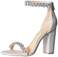 Jewel Badgley Mischka Mayra Ankle Strap Evening Shoe 8 Silver