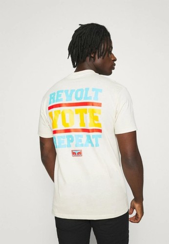 OBEY Propaganda T-Shirt Men's Medium REVOLT VOTE REPEAT Graphic White NEW NWT