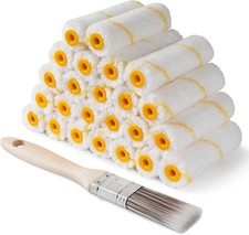 Paint Roller Covers, 25 Pack, 4 Inch 3/8" Nap Mini Microfiber Roller Covers