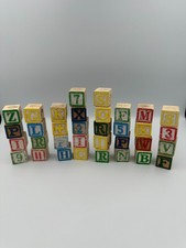 Vintage Wooden Alphabet Blocks Lot Of 34 Unbranded