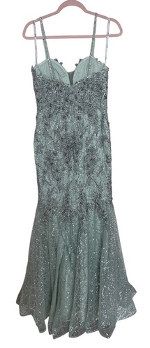 Mac Duggal Gown Dress Womens Size 4 Mint Green Trumpet Plunge Neck A20242 - Picture 12 of 21