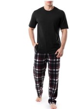 Fruit Of The Loom Men Jersey Top And Flannel Pajama Sets