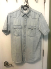 West Major Washed Out Indigo Denim Western Shirt - S - Made in USA - $190 retail
