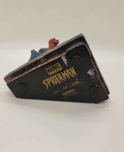 SPIDERMAN Marvel Heroes Corgi Ltd Hand Ptd Mtl Statue #2457/2500 IOB, Cert 1:12 - Picture 3 of 11
