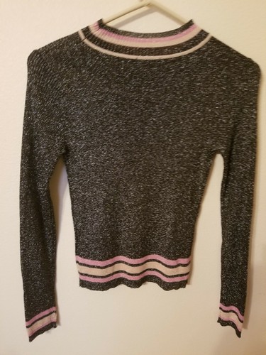 Lucy paris size S teen girl top silver ribbed stretch black pink tan 21 L 19 acr - Picture 7 of 12