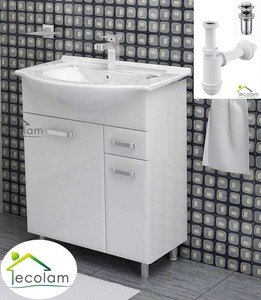 Badmöbel Waschbecken 55 cm Waschtisch Unterschrank Tür Siphon Click ... Badmöbel Waschbecken 55 cm Waschtisch Unterschrank Tür Siphon Click ...
