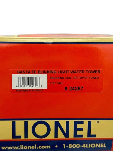 Lionel O Scale Santa Fe Blinking Light Water Tower Red W/ White 13 Inches Tall - Picture 6 of 7