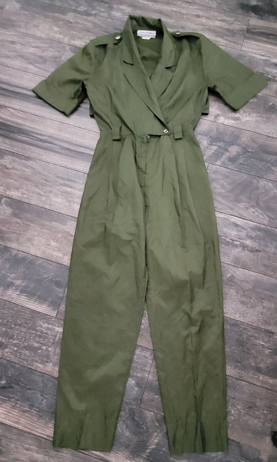 Vintage 80s Joan Walters Jumpsuit Green USA Made … - image 2