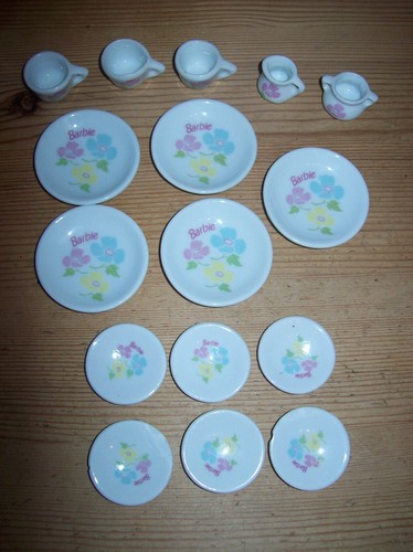Childs China Tea Set - White with Flowers & Barbie - Incomplete - Picture 2 of 7