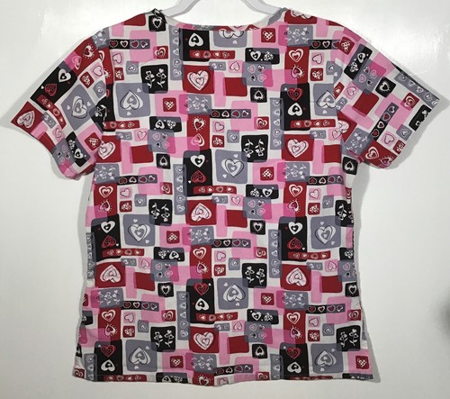 Top de mujer talla XS extra pequeño de SB Scrubs corazones rojo rosa - Imagen 4 de 4