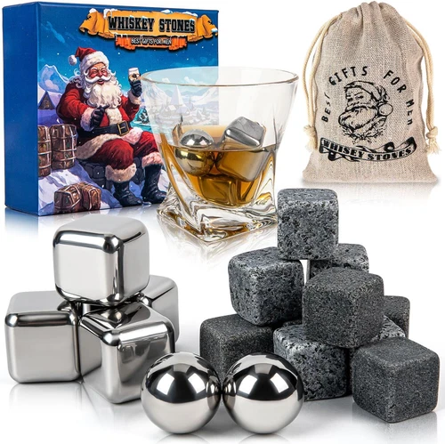Whiskey Stones Gift Set 16 PCS Whisky Rocks Include Granite Stones and Stainless