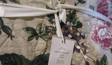 Pottery Barn Adelise Floral Cotton Linen Reversible Quilt full queen New w tags