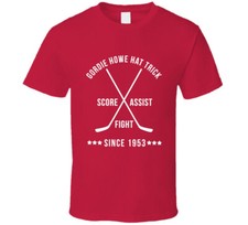 Gordie Howe Mr Hockey Tribute Hat Trick Goal Assist Fight Hockey T Shirt