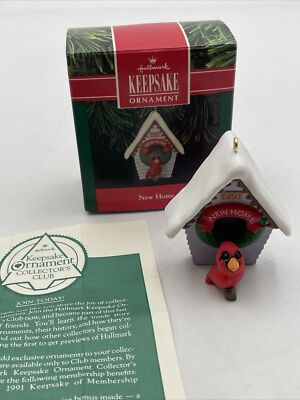 Hallmark Ornament New Home 1991 Cardinal Birdhouse Place Where Happiness Lives