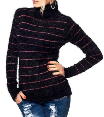 Pullover Dolcevita Brillantini Sexy Miss Donna Felpa Dolcevita