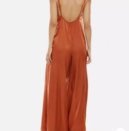 WeWoreWhat Slip Wide Leg Jumpsuit in Clay Women's Size S NWT - Picture 4 of 5