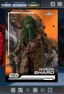 Star Wars Card Trader Digital Legendary Chrome Rebel Orange Gorian Shard 25cc