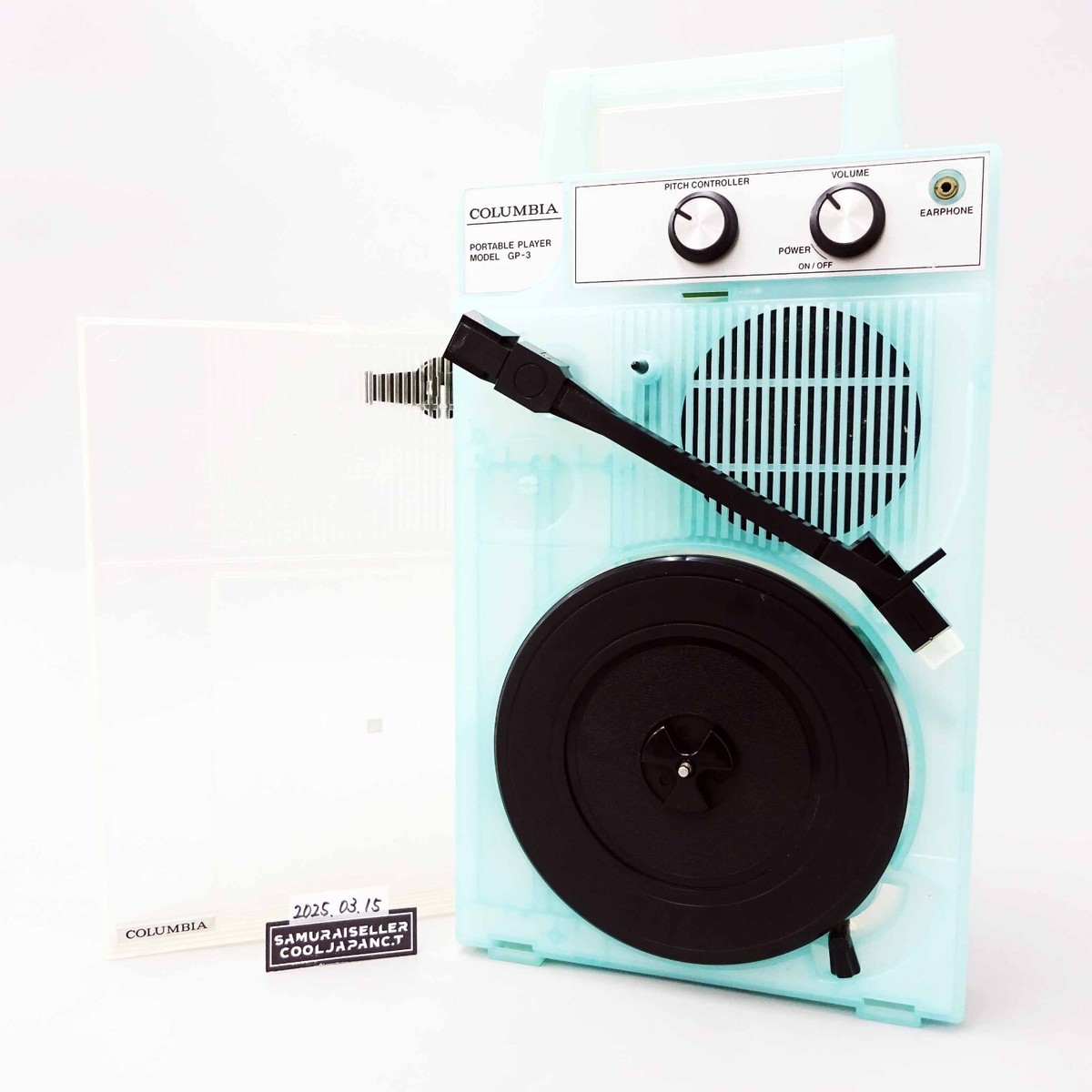 Columbia GP-3B GP-3 Skeleton Blue Portable Record Player Turntable