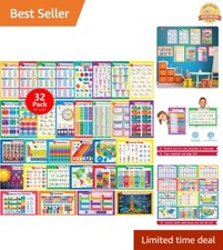 Multifunctional 32 Educational Posters for Children - 17x11 for Home  School