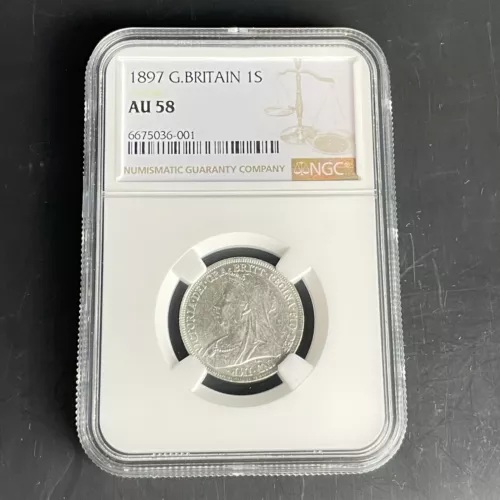 NGC Graded Great Britain 1897 1S 1 Shilling  AU 58 AU58 Coin Almost Uncirculated